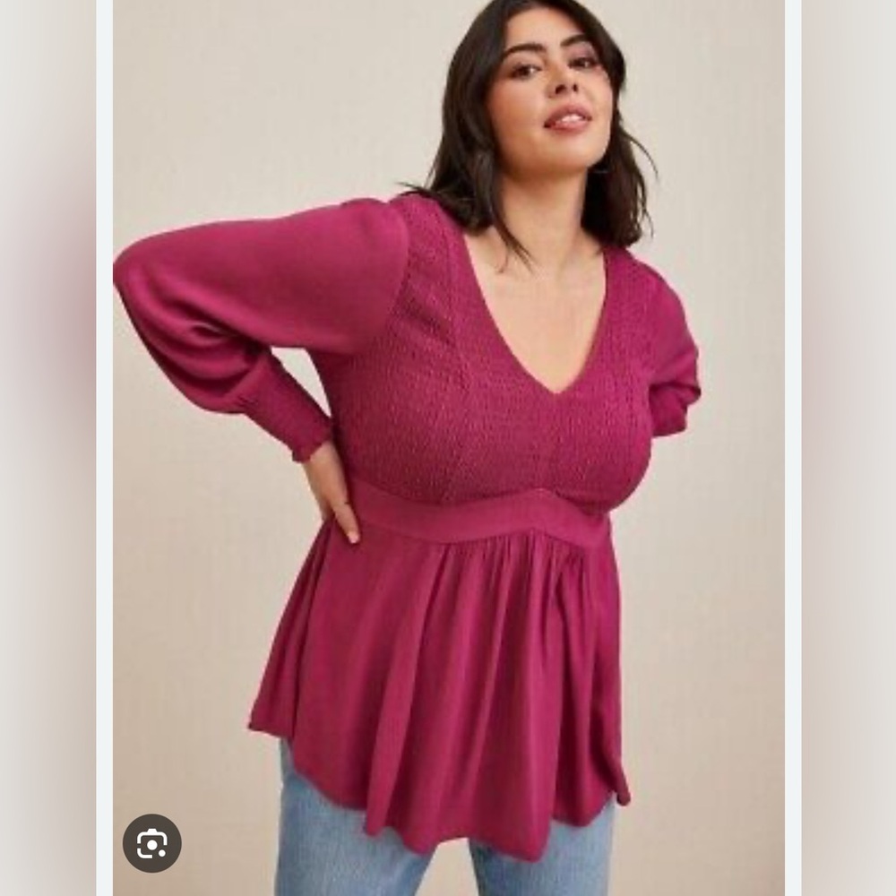 Torrid Crinkle Gauze Smocked Babydoll